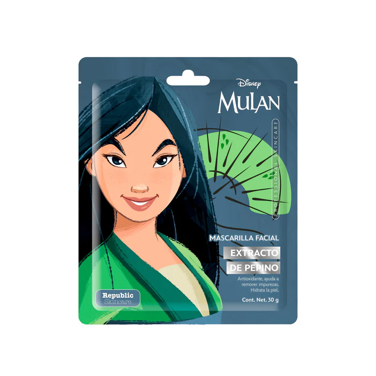 Mascarillas Con Extracto de Pepino Mulan 5 Piezas Disney