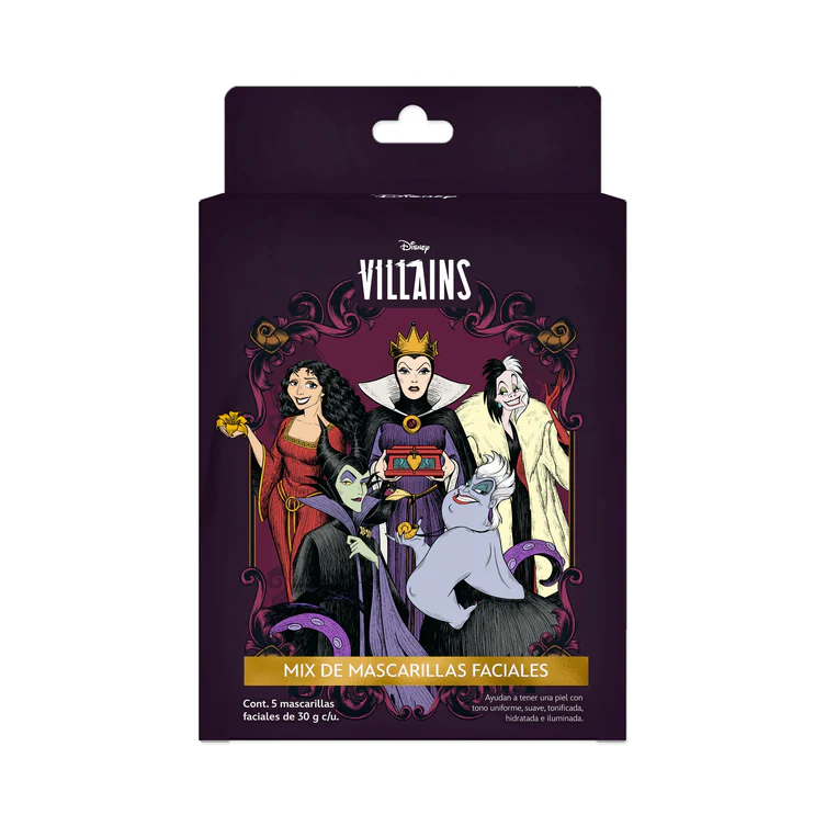 [DN.0286] Mix Mascarillas Faciales Villanas 5 Piezas Disney